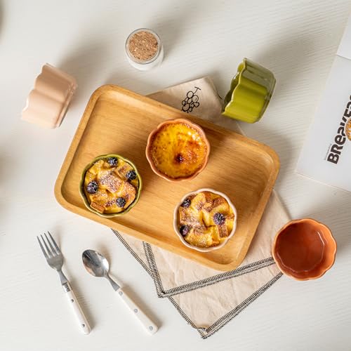 6-Piece 6 Oz Scallop-Edged Ceramic Ramekins, Cinnamon Orange - color: Cinnamon Orange