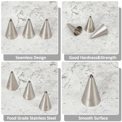 3 Pieces Cake Decrorating Tip #16, Cake Piping Tips - size: #16