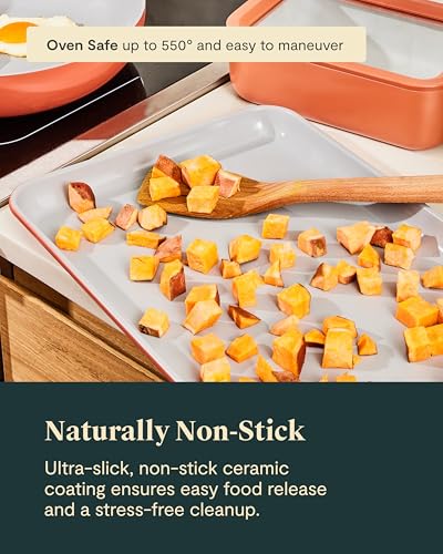 Caraway Non-Stick Ceramic-Coated 15" x 10" Baking Sheet - color: Cream, size: Medium 10" x 15"