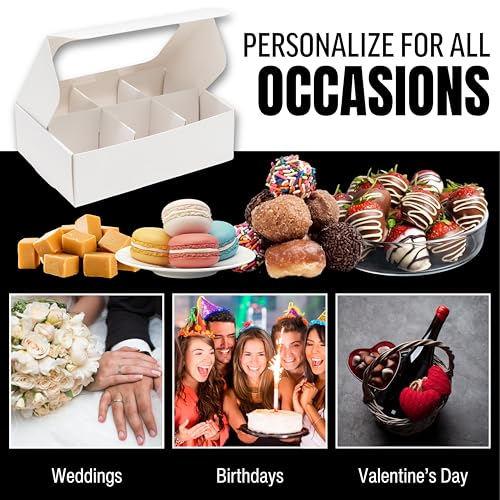 25 pcs White Mini Truffle Box for 6 treats with Windows and Dividers, Bakery Boxes, 5 x 3.5 x 1.57 Inches VERY SMALL Baking Boxes, Square Truffles Box for Gift Giving - color: White