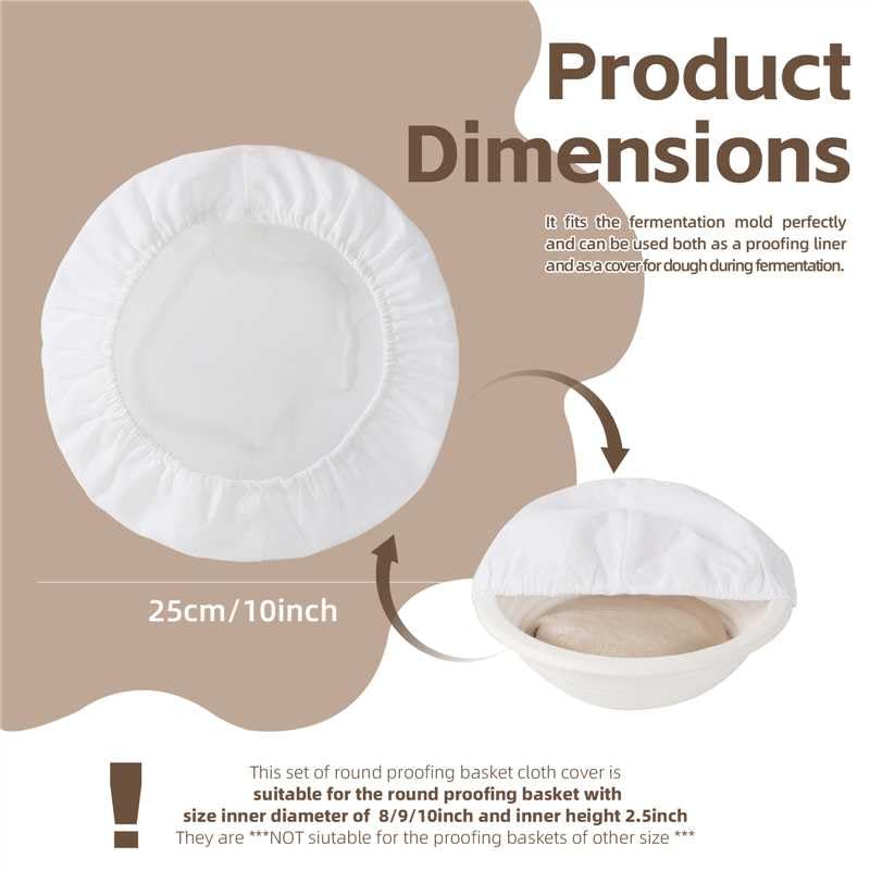 6 Pack Proofing Basket Covers Liners fit 8/9/10in Round - size: 9inch Round