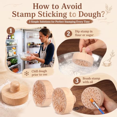 3 Set Starburst Cookie Stamps, 2.5" Springerle Molds for Baking - style: Starburst