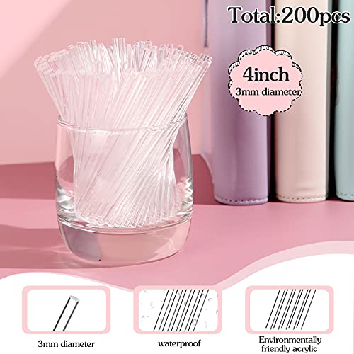 Zopeal 200 Pcs Acrylic Lollipop Stick Cake Pop Rod, 4 x 0.12 Inches, Clear - size: 4 Inch