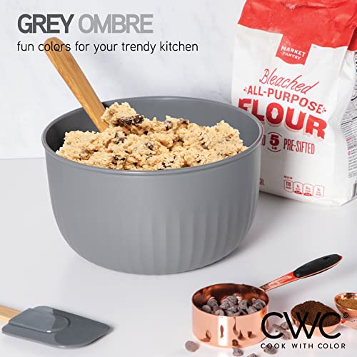 COOK WITH COLOR Prep Bowls with Lids- Wide and Deep Nesting Plastic Small Mixing Bowl Set with Lids, 8 Piece Set - Deep Bowls, Gray - color: Gray, size: 8 Piece Set - Deep Bowls