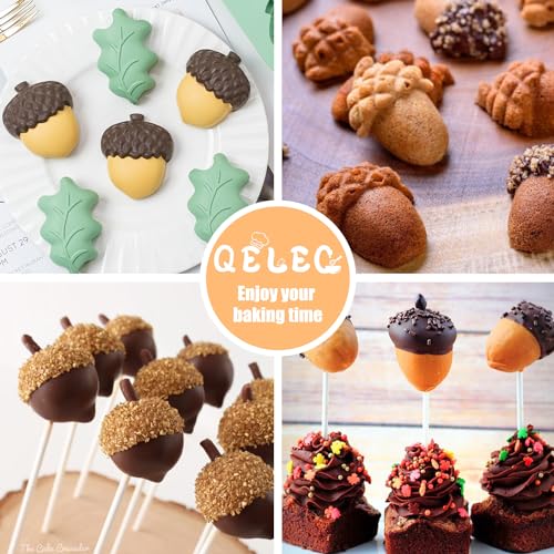 Fall Acorns & Maple Leaf Silicone Mold, 2Pcs/6-Cavity