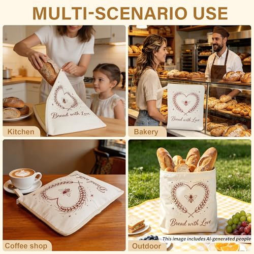 Zipper Beeswax Bread Bags for Sourdough Homemade Bread, Reusable 2 Pack - color: L-Sweetheart