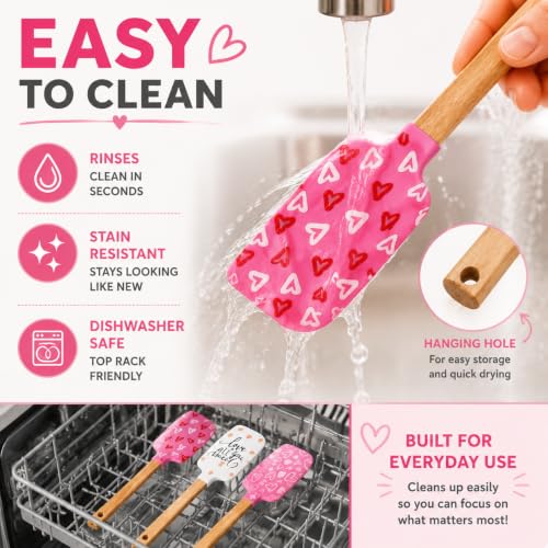 Silicone Spatula Set – 3-Piece, Wooden Handle, Heat Resistant 600°F