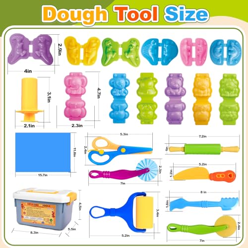 Dough Tools Play Set 22Pcs with Storage Container, Silicone Mat