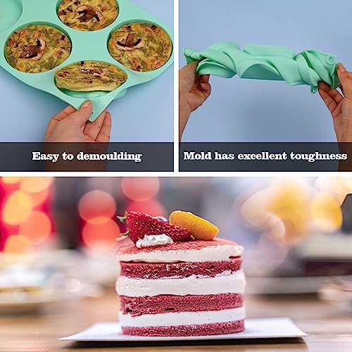 HUAKENER 2 Pcs Silicone Muffin Top Pan for Baking, 4 Inch Round Baking Mold - color: Round Muffin Pan - 2 Pack