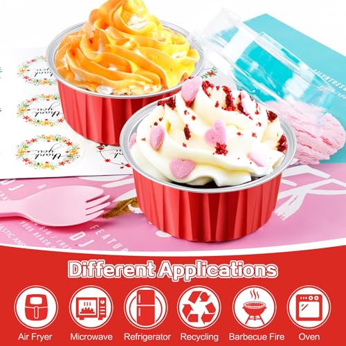 Red Mini Cake Pans with Lids, 5oz Round Mini Loaf Pan ZOXILEN 60Pack - color: Red 60pcs