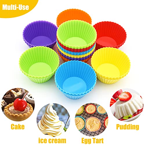 24 Pack Silicone Baking Cups, Reusable Cupcake Liners Molds, Multicolor - color: Multicolor