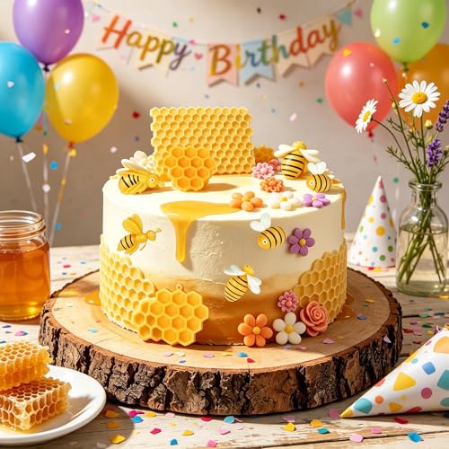 6 Pcs Bumble Bee Silicone Mold Honeycomb Flower Bee Fondant Molds - color: 6 Pcs Honeycomb & Bumble Bee & Flower, Pink