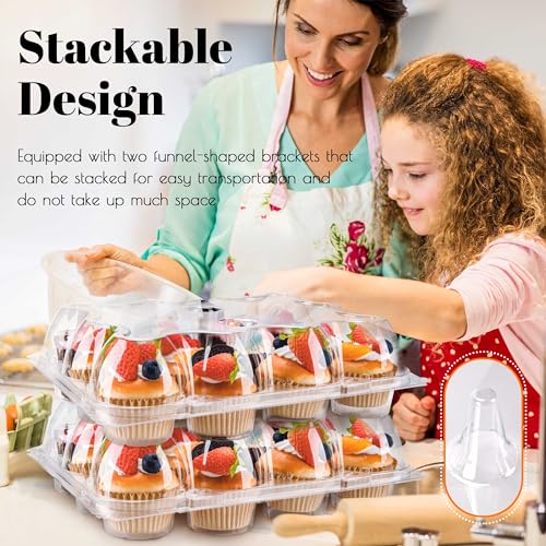 NPLUX 12 Count Cupcake Containers 6 Pack Clear Plastic Cupcake Boxes