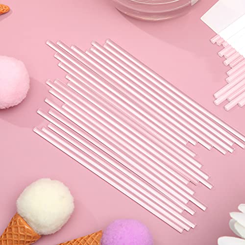 Zopeal 200 Pcs Acrylic Lollipop Stick Cake Pop Rod, 4 x 0.12 Inches, Clear - size: 4 Inch