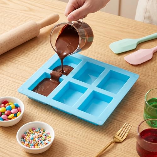 6 Cavity Long Rectangle Bar Silicone Chocolate Molds Set Of 2 - color: Pink and Blue