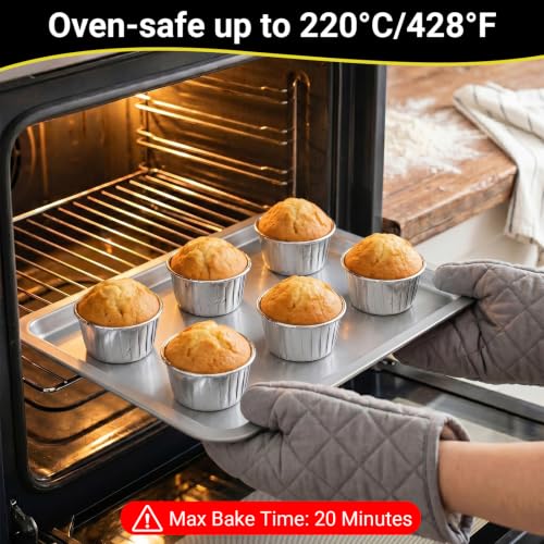 EUSOAR Clear Cupcake Boxes with Silver Cupcake Liners, 24pcs 3.5 Inch Cupcakes Containers and 50pcs 3.5oz Disposable Ramekins, Dessert Pastry Cupcakes Holder Individual for Wedding Party Favor Bakery - color: White/Silver