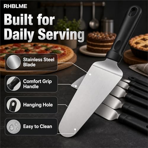 RHBLME 25 Pack Pizza Spatula, Pie Server Pie Cutter Cake Cutter, Stainless Steel Cake Serving Spatula Non Slip Easy to Grip Baking Triangular Spade Plastic Handle Shovel