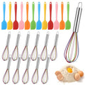 24 PCS Silicone Spatula and Whisk Set, 8 in Colorful Mini Silicone Spatulas and Whisks, Non Stick Flexible Kitchen Mixing Tools for Baking Cooking Party Supplies