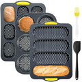 3 Pcs Silicone Hamburger Bun And Baguette Pan Set with Tools
