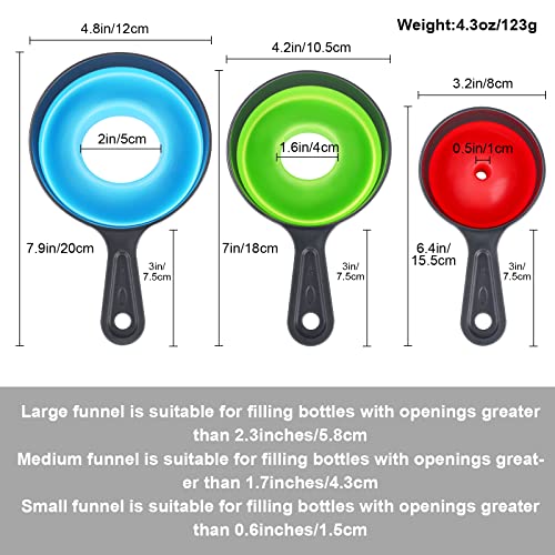 Silicone Collapsible Funnel Set, 3 Wide-Mouth Funnels for Mason Jar Canning
