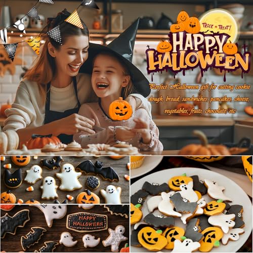 15 Pcs Halloween Cookie Cutters Stainless Steel Fall Cookie Cutter Shape Set DIY Holiday Biscuit Cutter Mold with Ghost Pumpkin and more Halloween Set for Food Party Baking Supplies Decorations - style: 15Pcs Halloween Cookie Cutters