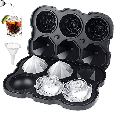 Silicone Ice Cube Tray with Lids, 2" Large Rose Ice Ball