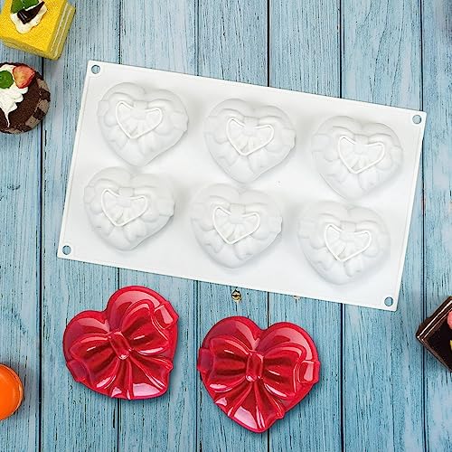 3D Bow Love Silicone Cake Moulds Fondant Decorating Tools Chocolate Pastry Molds Kitchen Baking Accessories (Heart G 11.8 X6.92 X1.4inch) - size: Heart G_11.8 x 6.92 x 1.4 inch