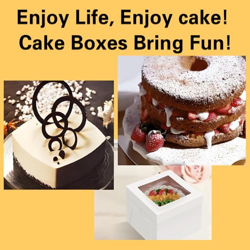 20Pack 12x12x6 Cake Boxes with Window, Sturdy White Cake Boxes for Transporting & Gifting, Easy to Assemble, Perfect for Desserts, and Crocheted Items, Fathers day - size: 12x12x6