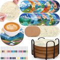 Reallnaive 77 Pcs Wooden Coasters Paint Kit, Scenery - style: Scenery