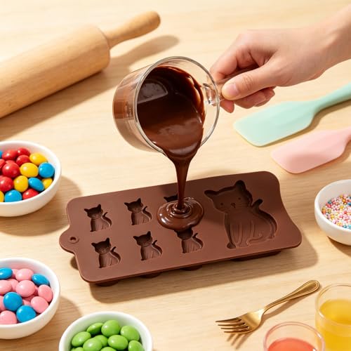 7 Cavity Cat Silicone Chocolate Molds 3D Kitten Candy Mold