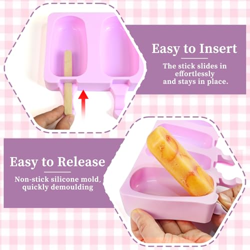Popsicle Ice Cream Mold, 2-Pack Large Cakesicles Molds Silicone 8-Cavity