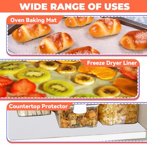 16IN x 6FT Silicone Baking Mat Roll - Large Food Grade Silicone Sheet Heat Resistant for Oven Freeze Dryer Liner, Non-stick Pastry Mat, Non-slip Kitchen Countertop Protector