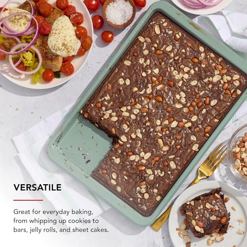 KitchenAid Nonstick Aluminized Steel Baking Sheet, Dishwasher Safe, 9 x 13 Inch, Cardamom - color: Cardamom, size: 9 x 13 Inch