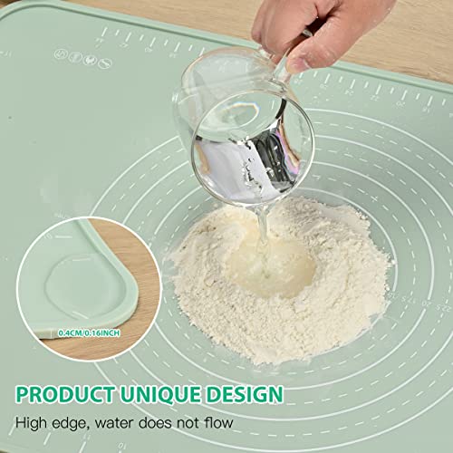 Silicone Pastry Non Stick Baking Mat 32"*24" Dough Rolling Edge Heightening - color: Green, size: 32"L x 24"W