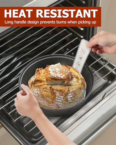 Silicone Dutch Oven Bread Sling Set - 2 Pcs Non-Stick Round Mats, Reusable Long Handle Transfer Lifter for Sourdough