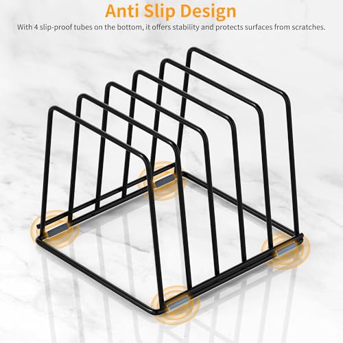 Cutting Board Organizer Kitchen Organizer Rack for Cutting Board, Bakeware, and Cookie Sheet, 5-Slot Heavy-Duty Steel Cookware Holder,Rust-Resistant with Anti-Slip Feet (1, Large) - size: Large
