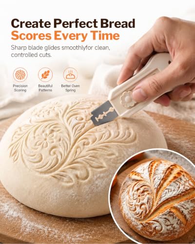Bread Lame Sourdough Scoring Tool, Dual Sided Magnetic Bread Knife - color: Cream