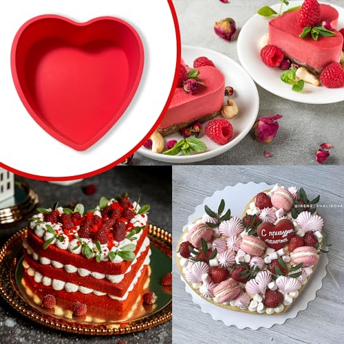 Heart Shaped Cake Pans, 3pcs 8 Inch Silicone Cake Pan for Baking, Heart Molds Silicone Non-Stick Quick Release Suitable, Easy Clean - size: 8inch, style: Heart