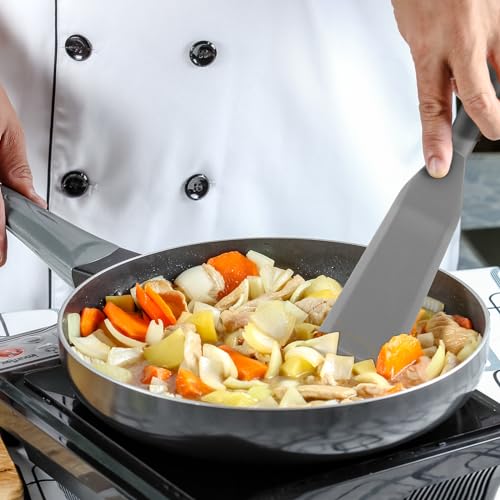 Zopeal 2 Pcs Crepe Spatula Narrow Silicone Long Non Stick, Black, Gray - color: Black, Gray