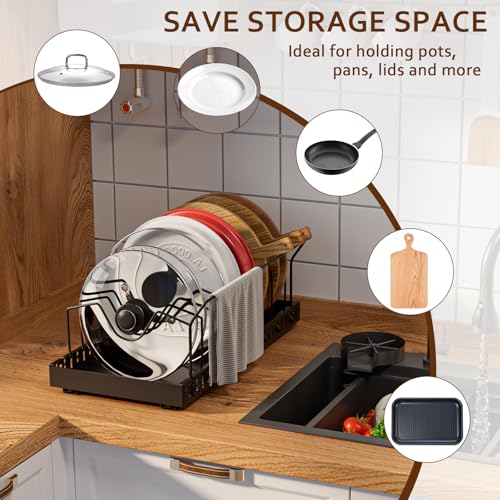 Black 2 Pack Pot Lid Organizer, Pull Out Cabinet Rack, 8 Dividers - color: Black, size: 8 Dividers-2 PACK-Hands