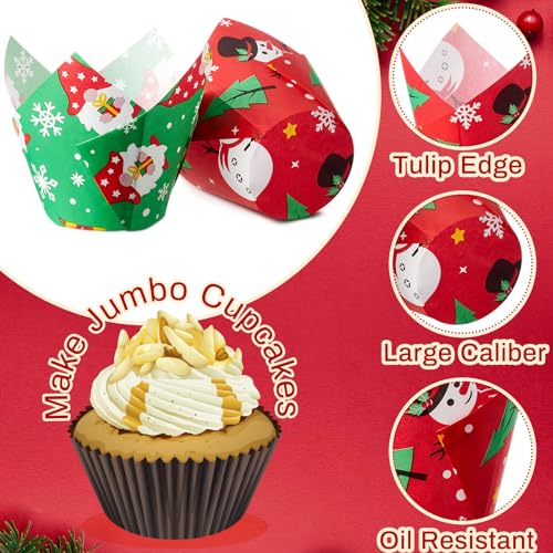 Motiskyy 300 Pcs Jumbo Tulip Muffin Liners, Christmas Color - color: Christmas Color