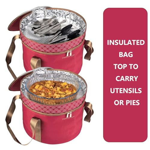 12 Inch Cake carrier Container with Lid and Handles Includes Insulated Bag for Safe Transportation of Buttercream Doesn't Melt Easy for Cakes, Pies and Cupcakes (Red) - color: Red