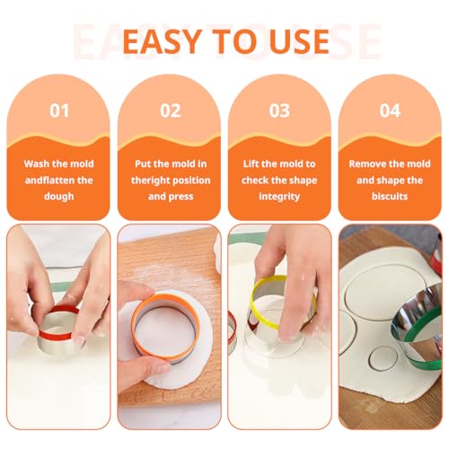 Round Cookie Biscuit Cutter Set,12 PCS Donut Cutter Round Cookie Cutter Set for Baking Doughnut,Clay,Scone,Pastry, Fondant Cutter Molds with Colorful Rubber Protective Case
