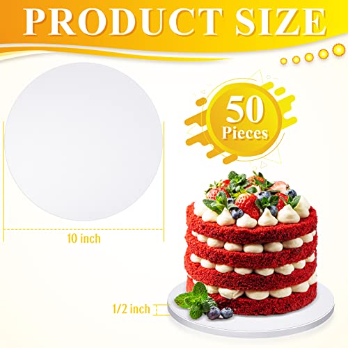 Bokon 50 Pack Cake Drums Round Boards,10'',White - size: 10 Inch