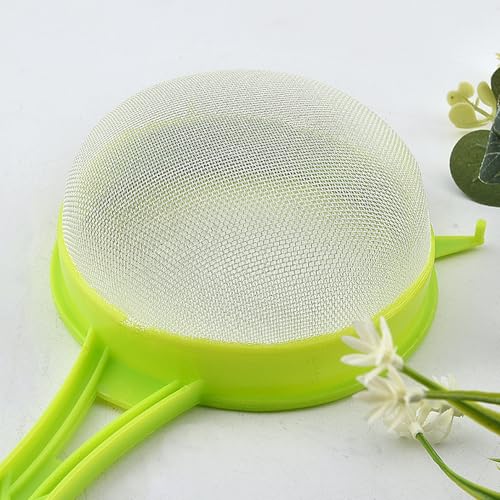 Ragyzity 4Pcs Plastic Mesh Strainer Colander Set, Kitchen Plastic Flour Colander Set, Food Soy Milk Flour Sieve Long Handle Icing Sugar Sifters Fine Strainer with Non Slip Handles (4 Size)