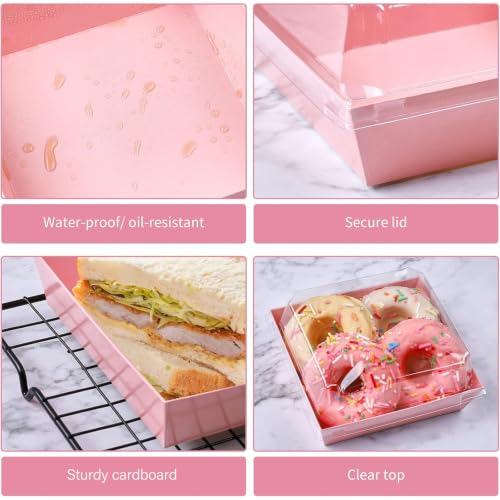 Ocmoiy Charcuterie Boxes with Clear Lids, 5 Inches, 100 Pack, Pink - color: Pink