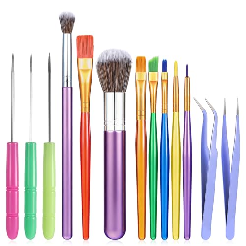 13 Pcs Paint Brushes Fondant Tools, Cake Candy Decorating Brushes Tools for Cake Baking Chocolate Sugar Cookie Decoration Cakes Brush for Luster Dust Pastry Decorating Supplies