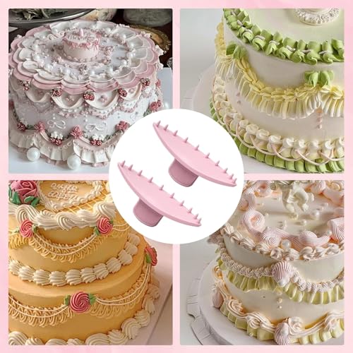 2 PCS Cake Arch Guide Tool, Cake Piping Guide Tool, Ruffle Guide Stencil, Cake Decorating Tools, Cake Ruffle Marker for 6"-10" Cakes