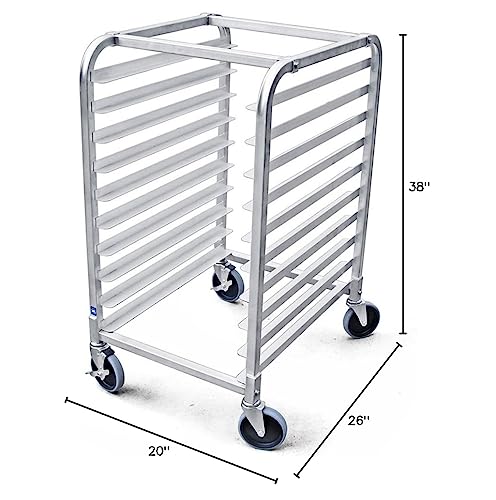 New Star Foodservice Aluminum 10-Tier Sheet Pan Rack, 26" L x 20" W x 38" H