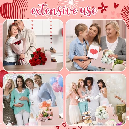 Qinyoung 12 Sets Wedding Gift Baskets with Handles - color: Pink